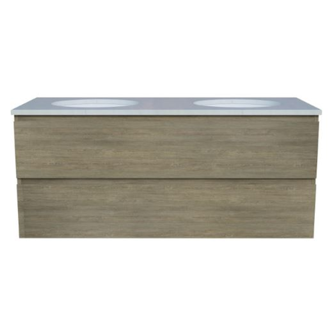 Timberline Nevada Plus Wall Hung Vanity 1200mm Silksurface Double Bowl Undercounter Basin