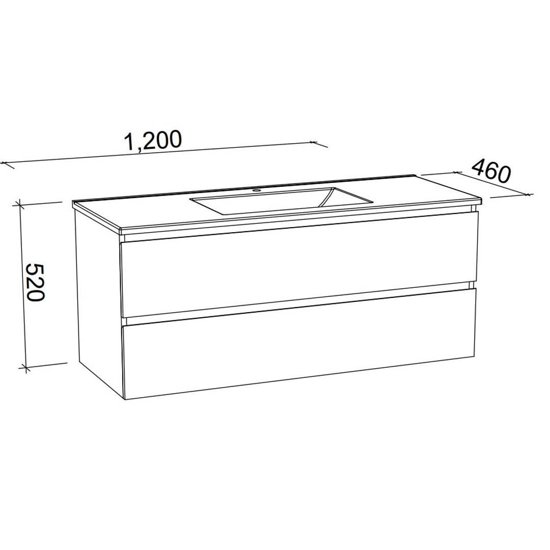 Timberline Nevada Plus Vanity 1200mm Wall Hung Silksurface Double Bowl Above Counter Basin