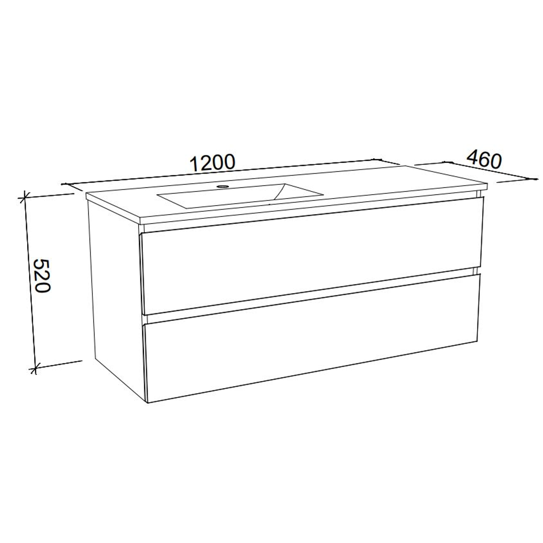 Timberline Nevada Plus Wall Hung Vanity 1200mm with Alpha Ceramic Top