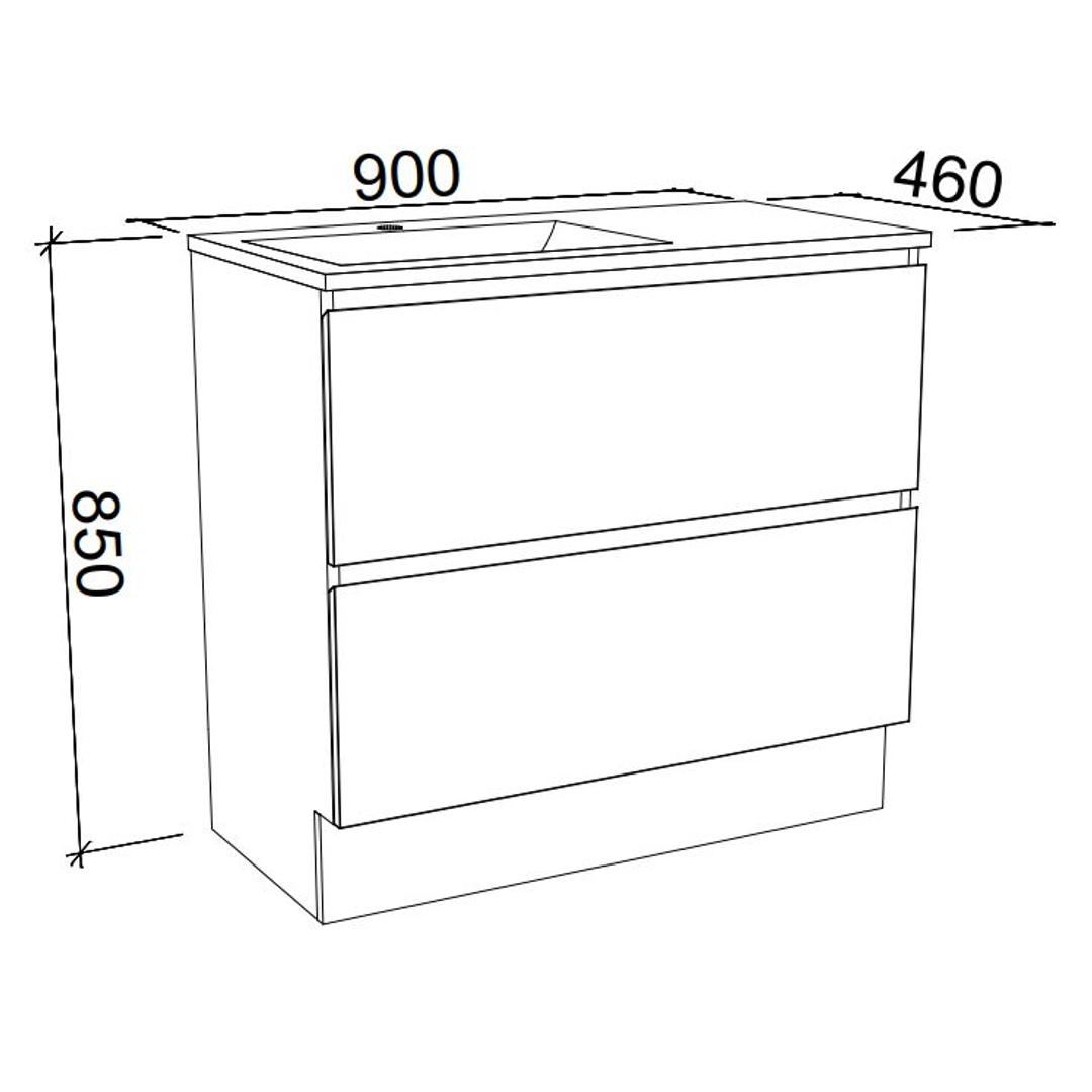 Timberline Nevada Plus Floorstanding Vanity 900mm Alpha Ceramic Top