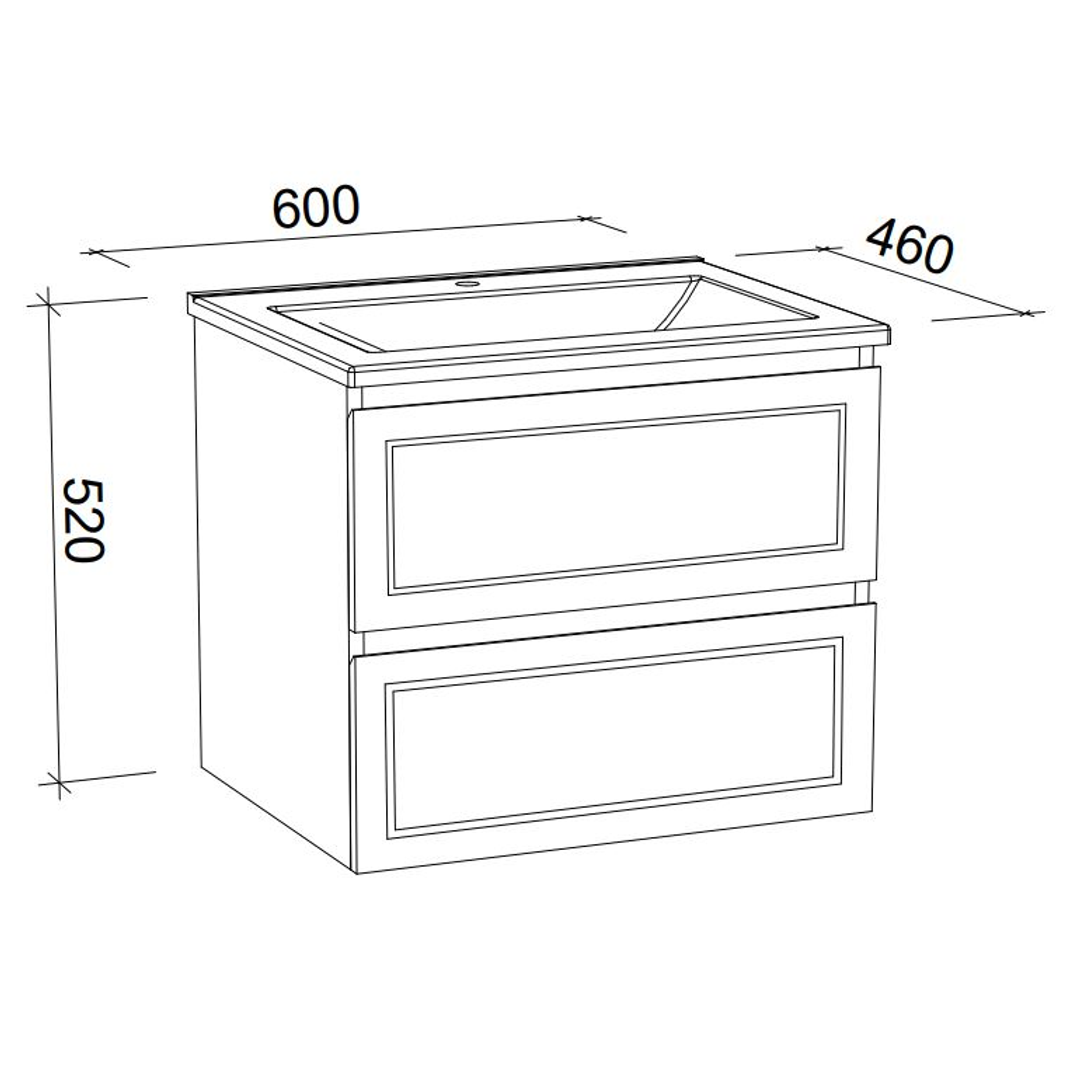 Timberline Nevada Plus Classic Wall Hung Vanity 600mm Alpha Ceramic Top