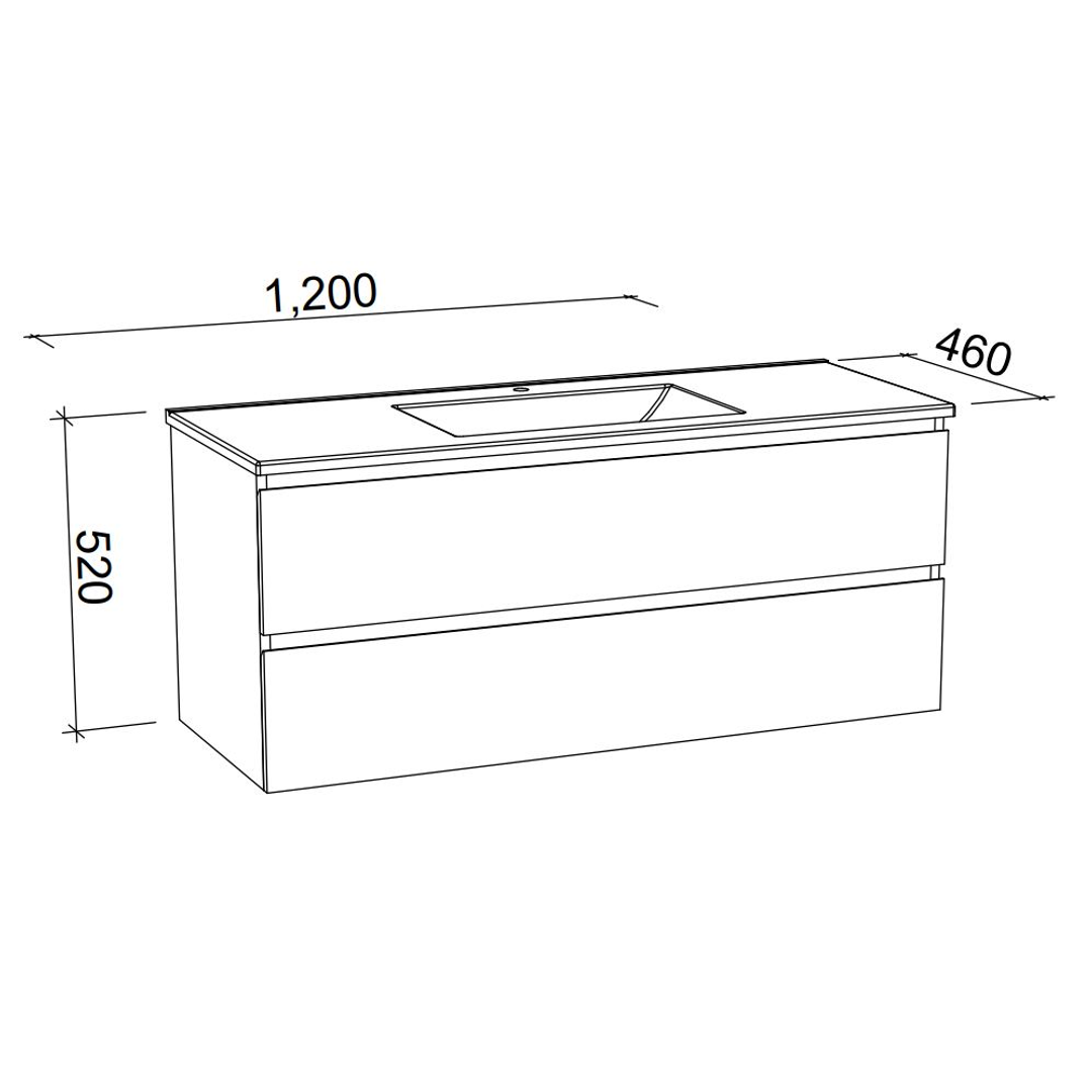 Timberline Nevada Plus 1200mm Wall Hung Vanity Alpha Top