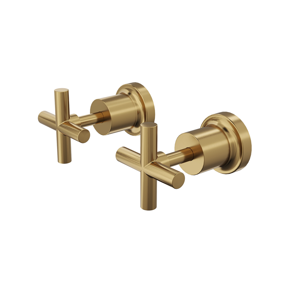 Linsol Tre Cross Handle Wall Tops - Brushed Brass
