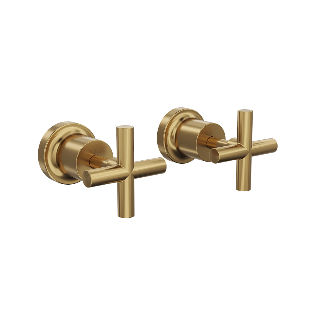 Linsol Tre Cross Handle Wall Tops - Brushed Brass