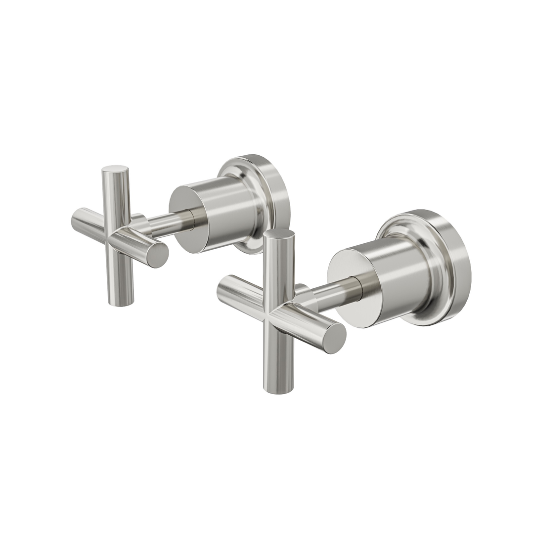 Linsol Tre Cross Handle Wall Tops - Brushed Nickel