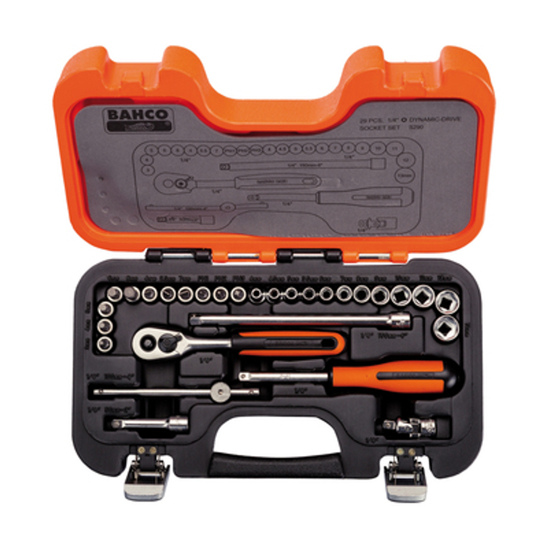 Bahco 29 Piece 1/4' Socket Set   S290