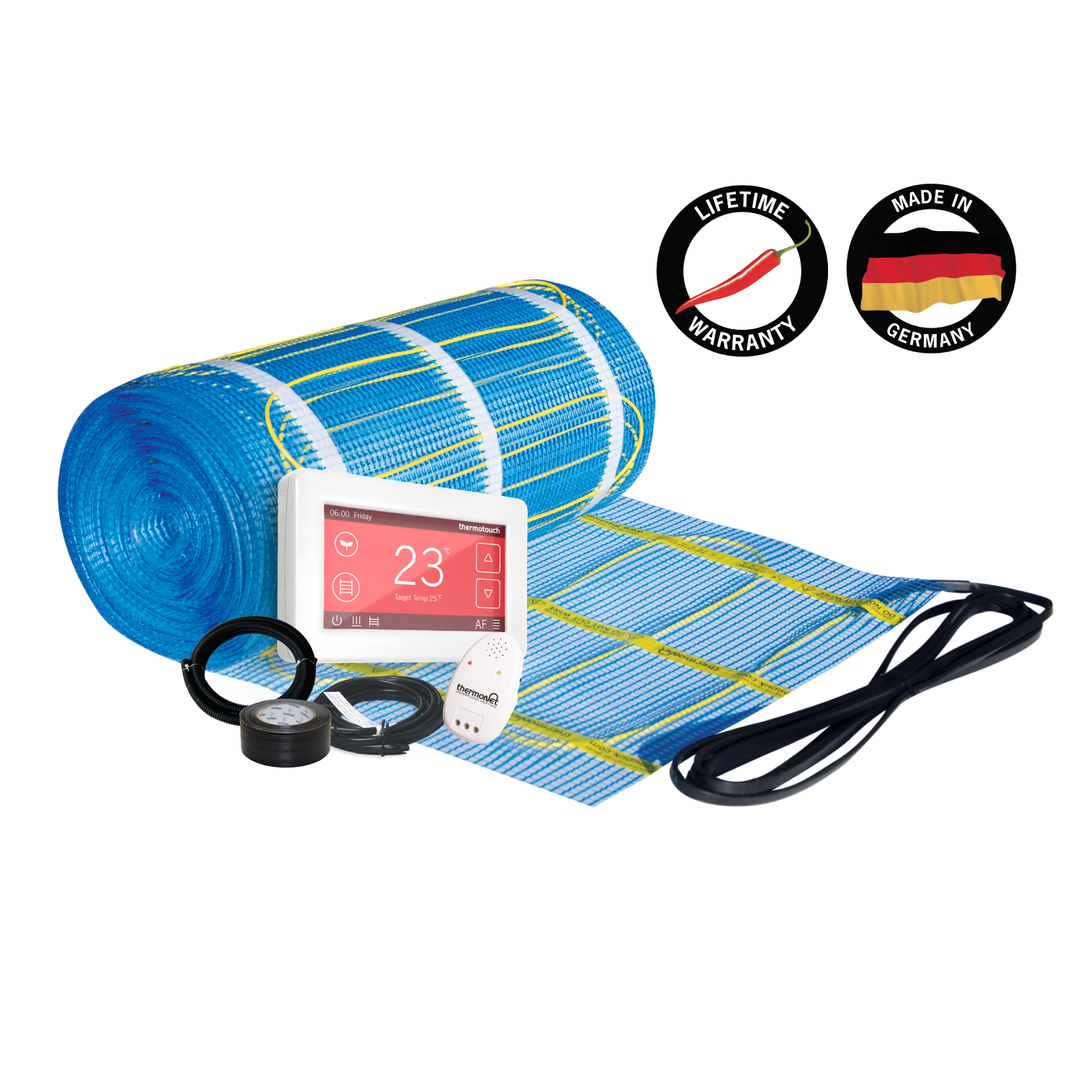 Thermonet EZ 150W/m² Self Adhesive 14x0.5m - 7.0m² 1050Watts Floor Heating Kit Including 5245 Dual Thermostat