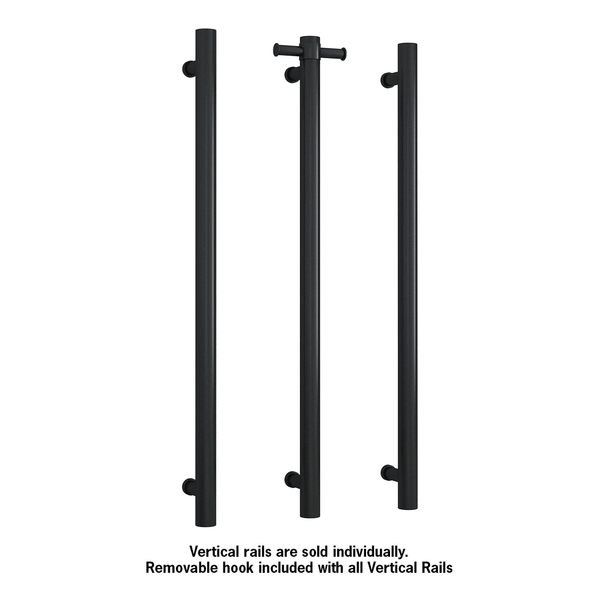 Thermorail Straight/Round Non Heated Vertical Bar 900X142X100Mm With Optional Hook Matt Black