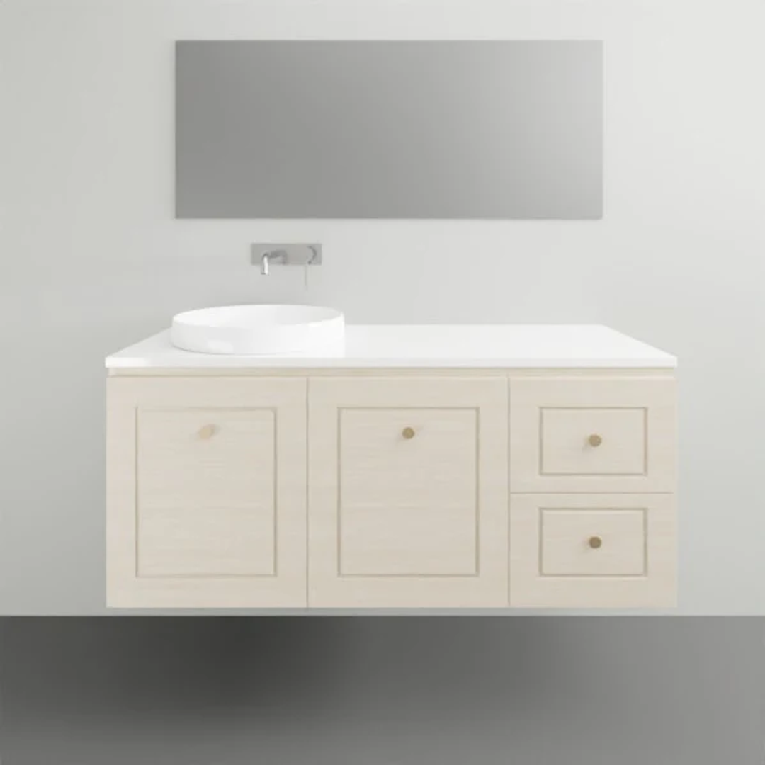 Timberline Nevada Classic Vanity 1200mm Left Wg Basin Silksurface Ac Top Wall