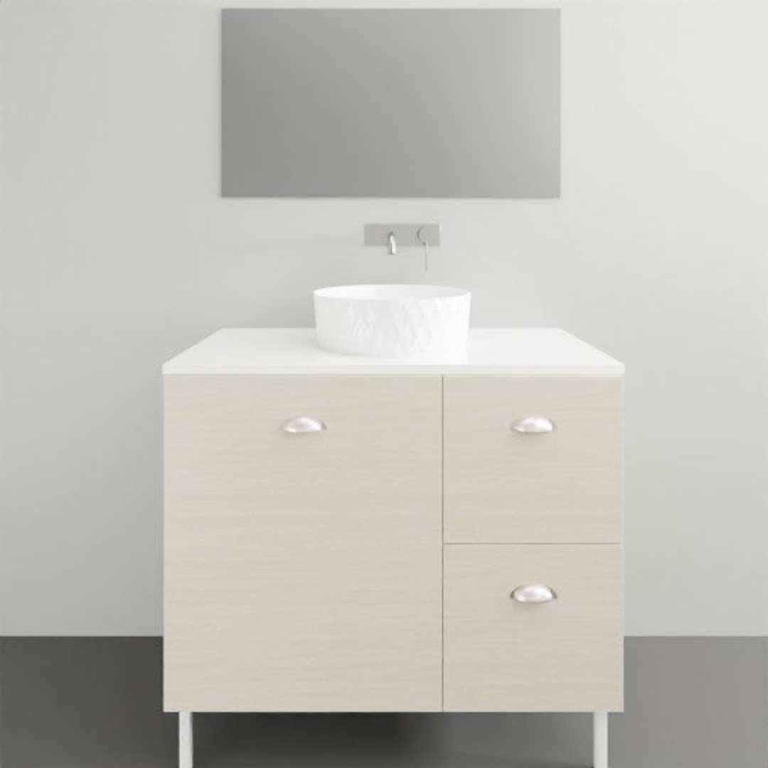 Timberline Nevada Vanity 900 Silksurface Top White Gloss A/C Basin On Legs N90Ml