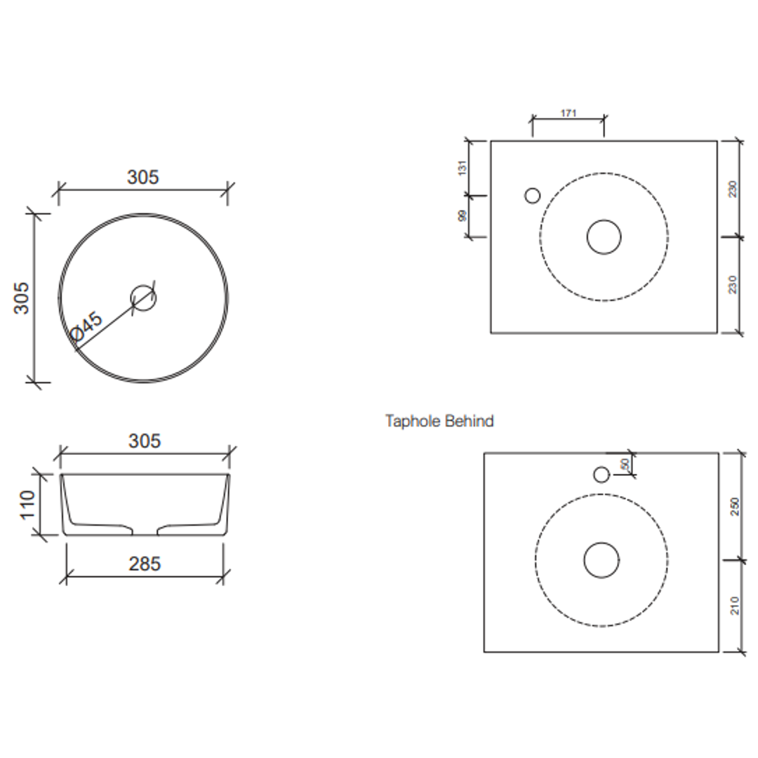 Timberline Gem Ceramic Counter Basin Gloss White