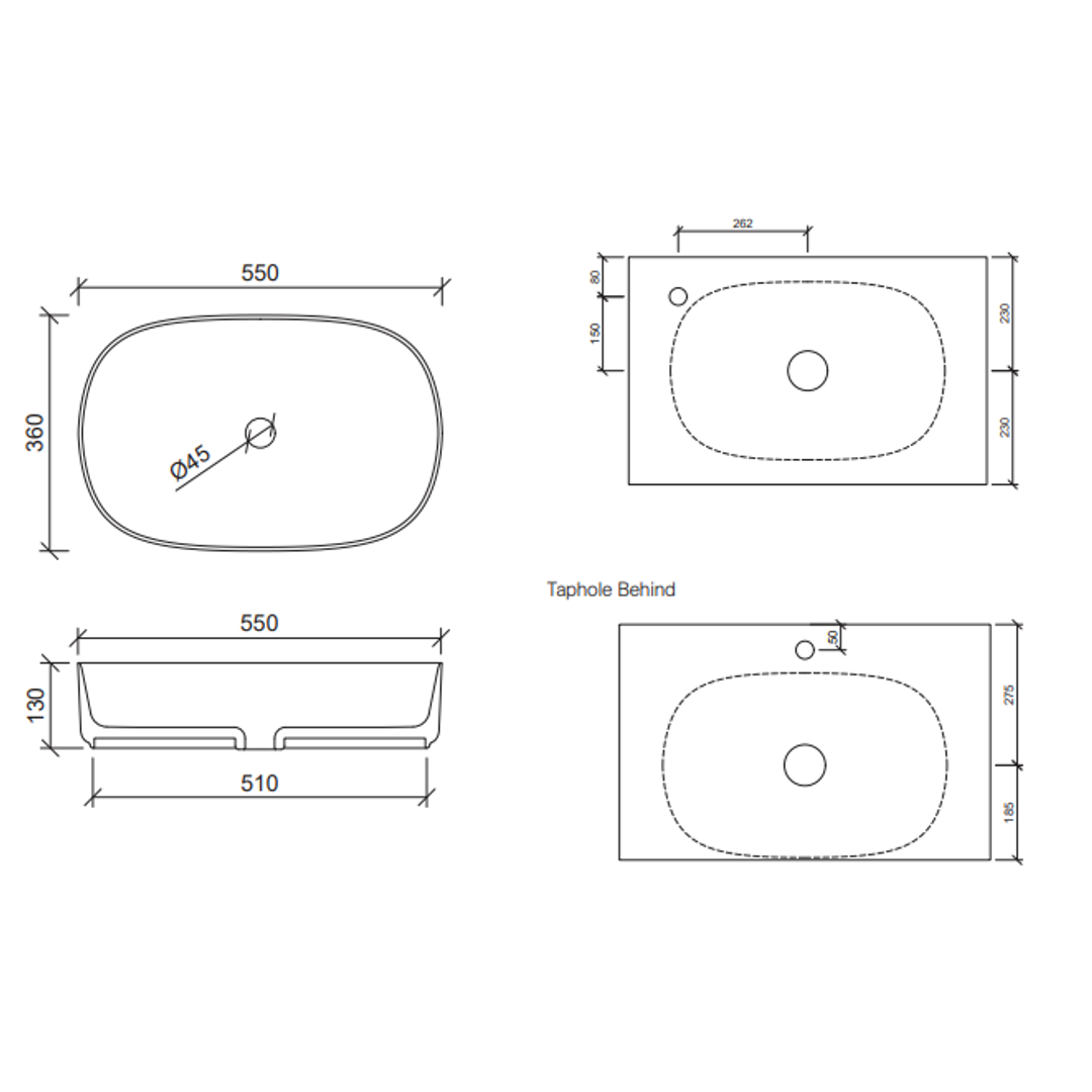 Timberline Myrtle Ceramic Counter Basin Matte White