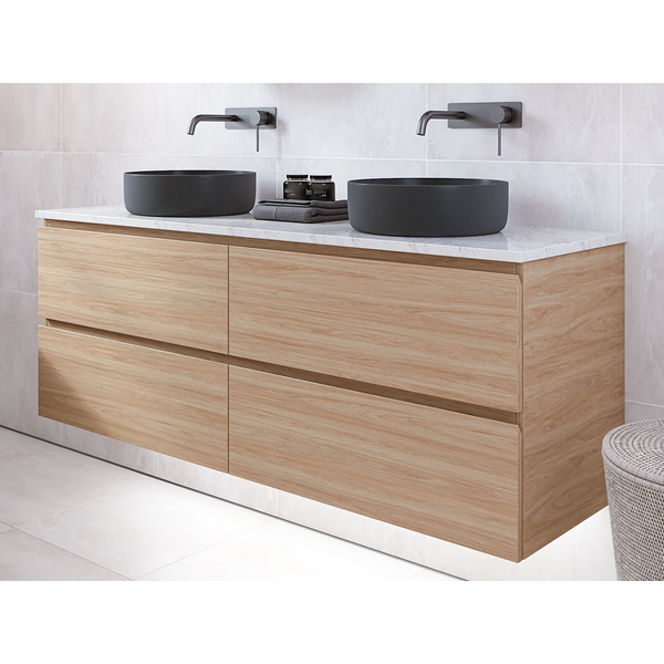 Nevada Plus Classic Wall Hung Vanity 1500mm Double Bowl Haven Top