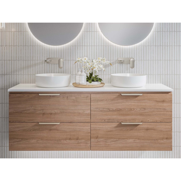Nevada Plus Vanty Wall Hung 1500mm with Silk Surface Top and Double Bowl
