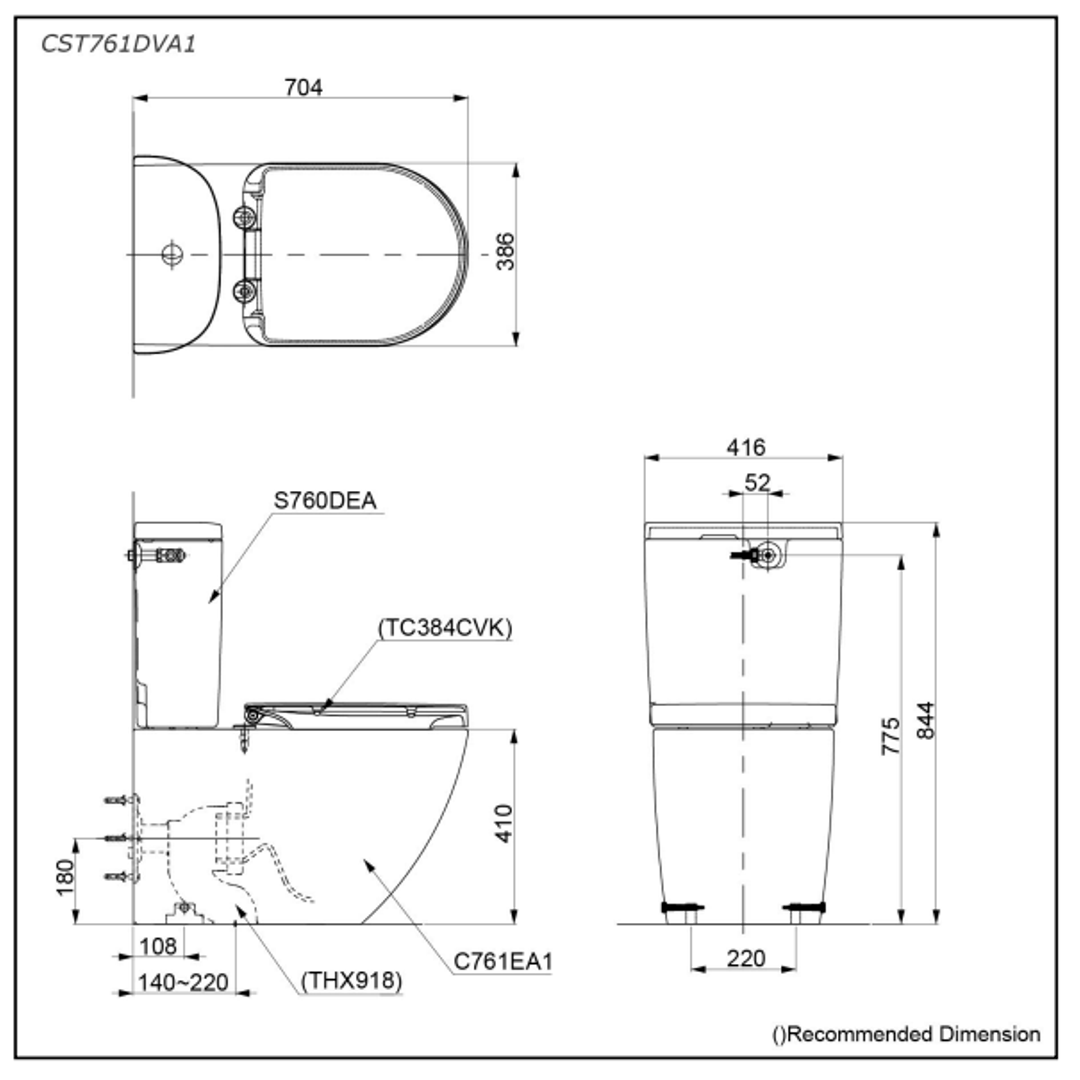 TOTO Basic + Btw D-Shape Pan Only