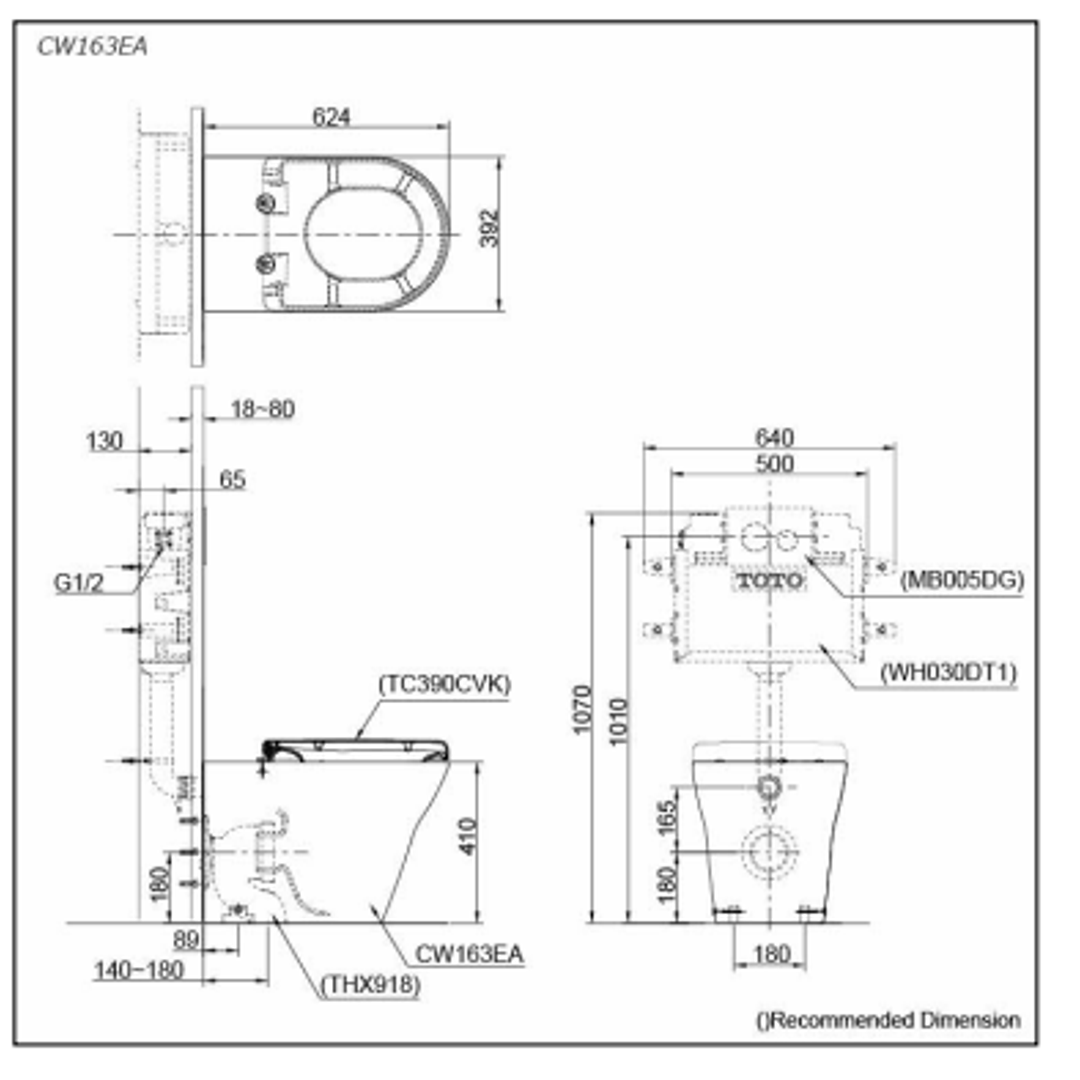 TOTO MH Wall Faced Toilet Pan