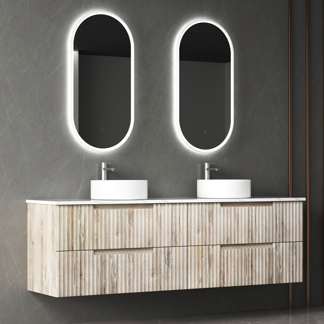 Aulic Tuscana Wall Hung Wave Groove Finger Pull Cabinet 1800