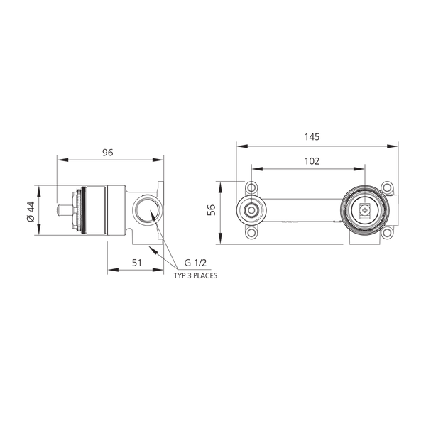Oliveri UNI-C2-BY Wall Mixer Set Body Only