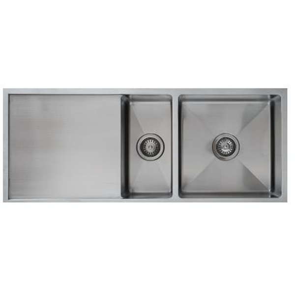 Interchange Uptown 250 Double Bowl Sink & Drainer Radius Corner - 1100 X 450 X 250