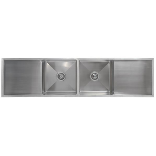 Interchange Uptown 250 Double Bowl Sink & Drainer Radius Corner - 1725 X 450 X 250