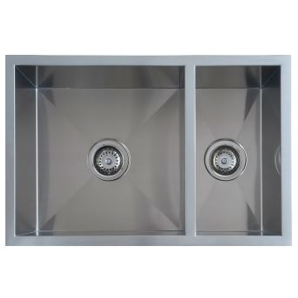 Interchange Uptown 250 1 & 1/2 Double Bowl Sink Square Corner - 674 X 450 X 250