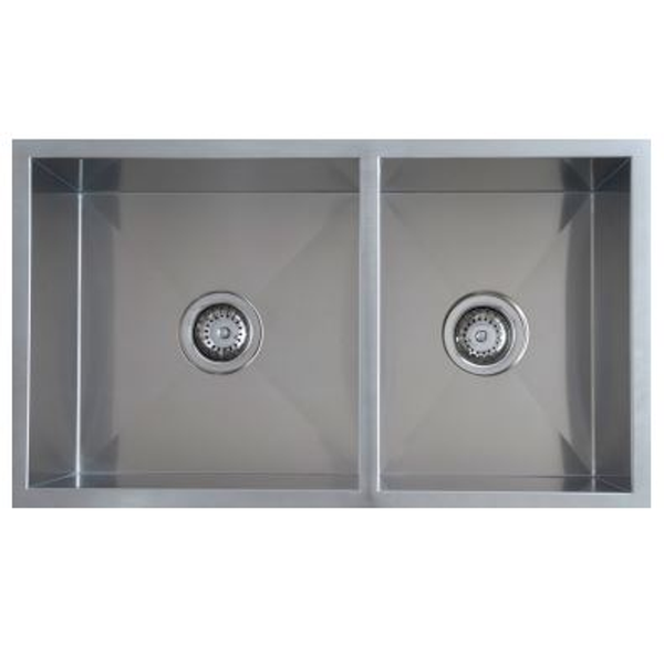 Interchange Uptown 250 1 & 3/4 Double Bowl Sink Square Corner - 775 X 450 X 250