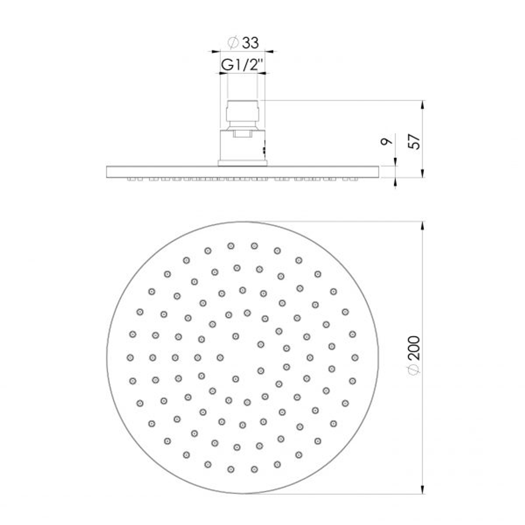 Phoenix Vivid Shower Rose 200mm Round - Chrome