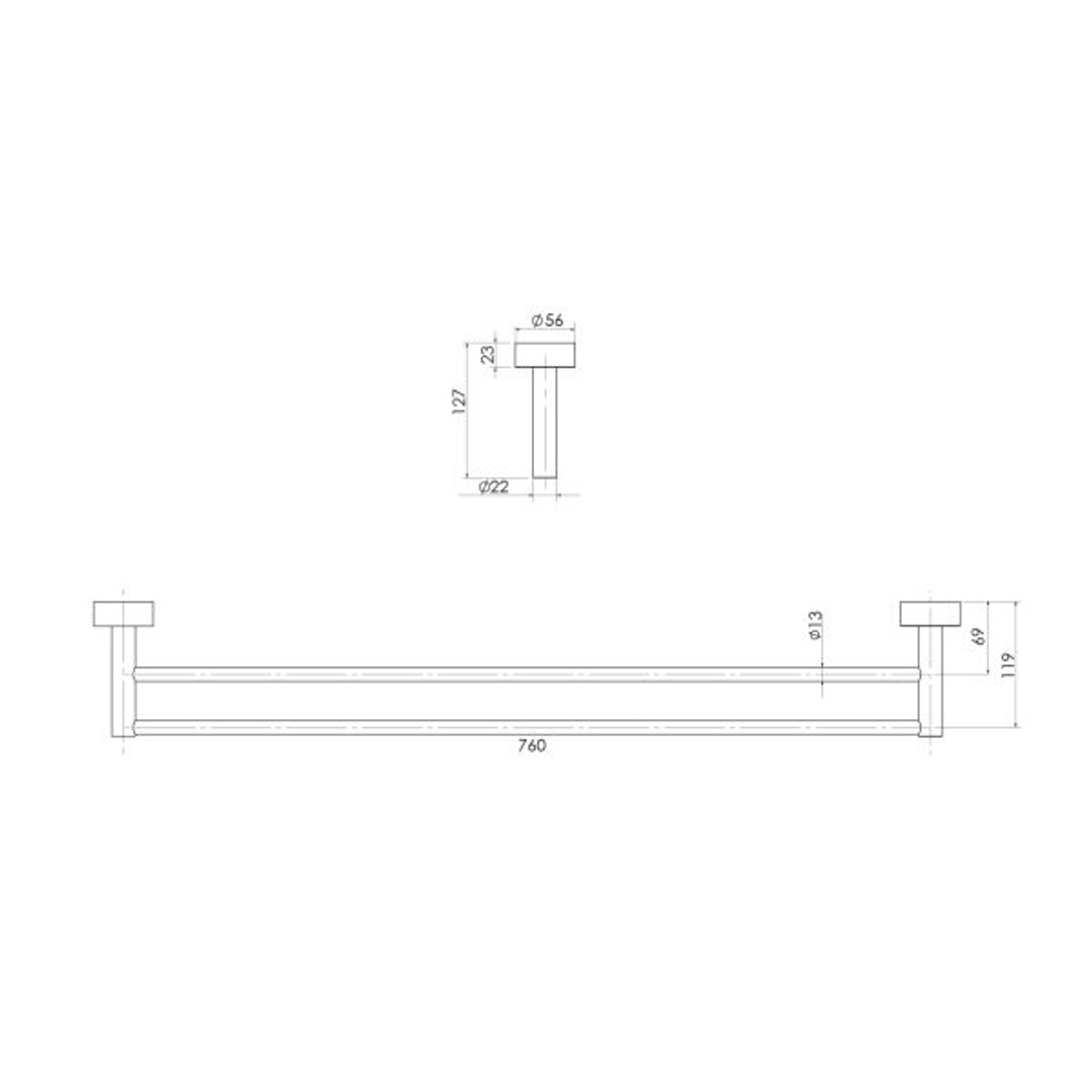 Phoenix Vivid Double Towel Rail 760mm Chrome Va811 Chr