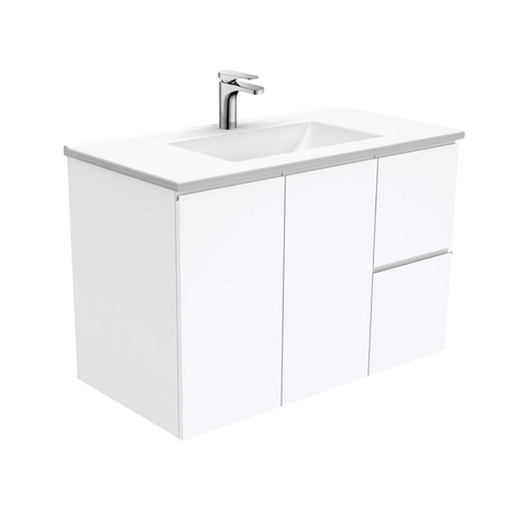 Vanessa Poly-Marble 900 Manu Wall Hung Cab (With 2 Internal Drawers) (1 Tap)(Fienza P#:Van90H)