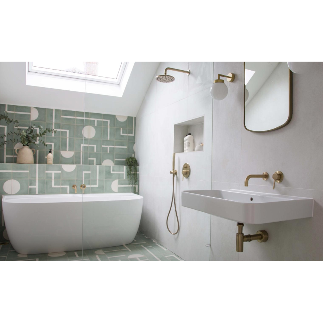 V+A Eldon Freestanding Back To Wall Bath No Overflow Quarrycast White 1749mm