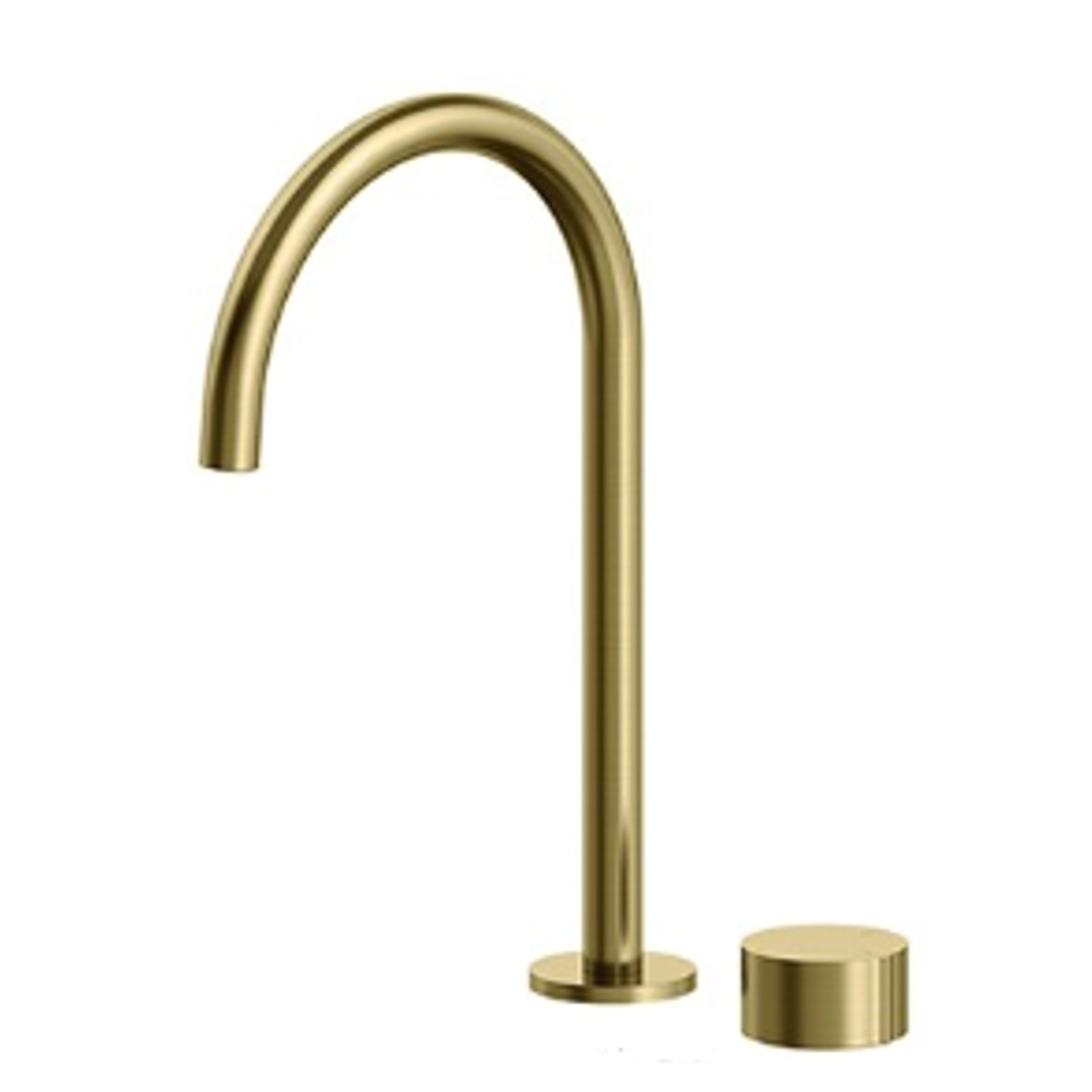 Streamline Venn 2 Hole Fixed Arch Spout Basin Mixer Brushed Brass
