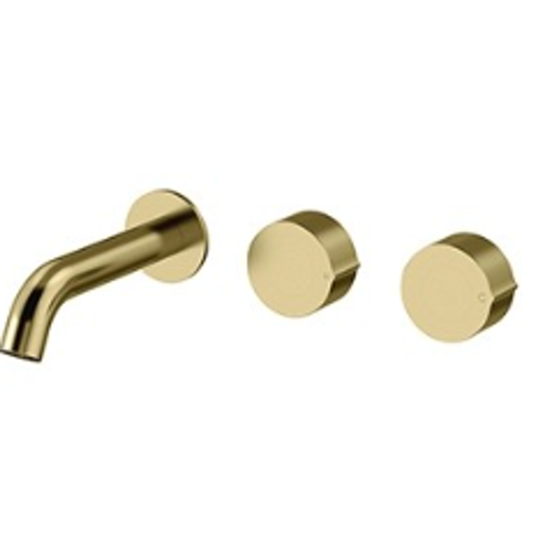 Streamline Venn Wall Basin Set 150Mm Left Spout Brushed Brass