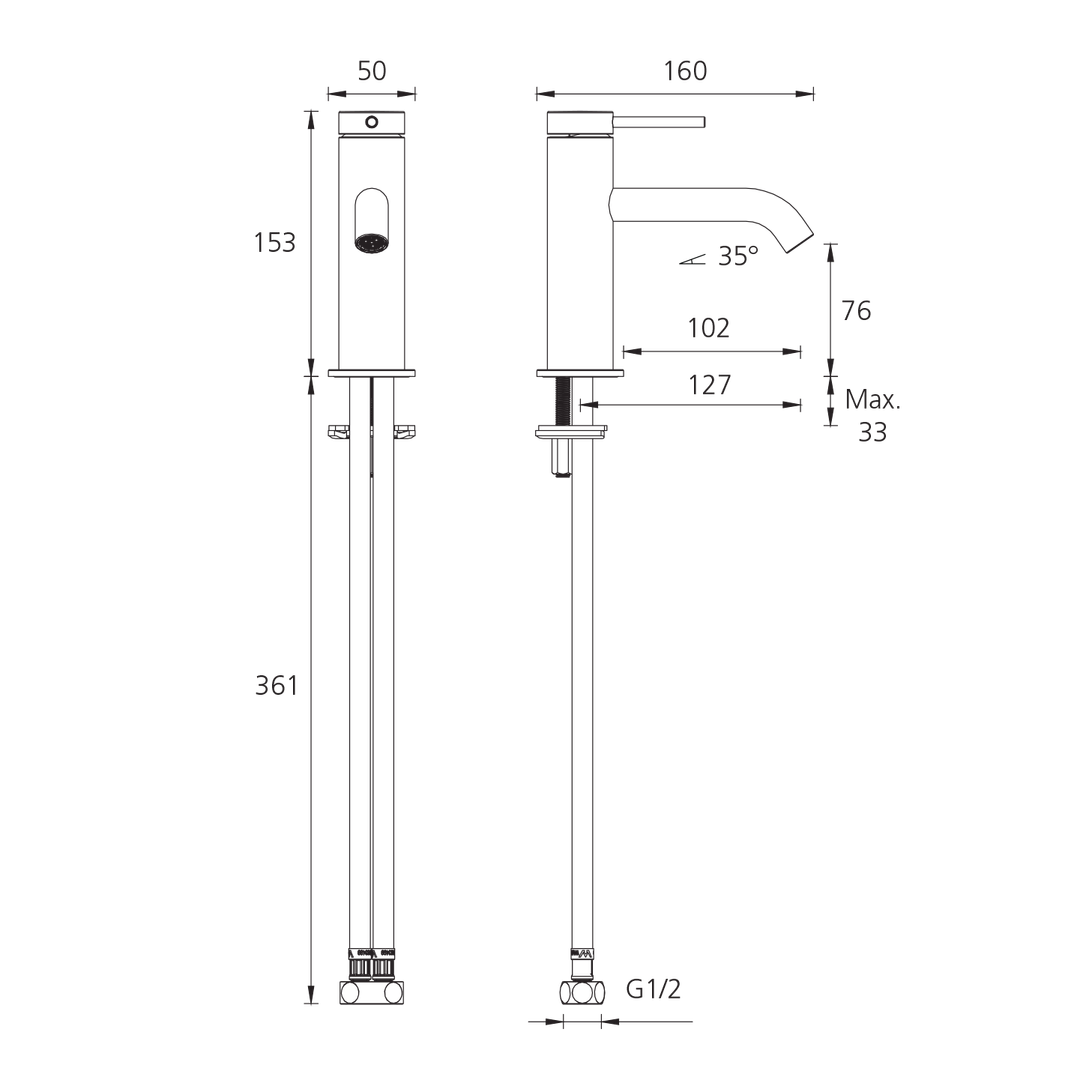 Oliveri VE103506FMB Venice Basin Mixer Curved Matte Black