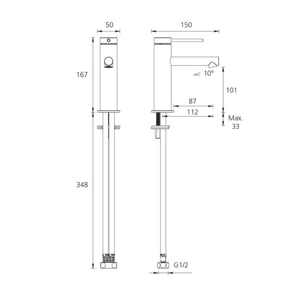 Oliveri VE106506FMB Venice Basin Mixer Stra Matte Black