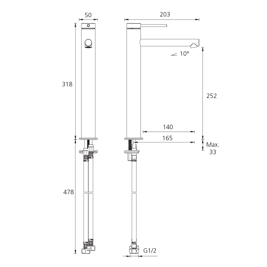 Oliveri VE107500FCR Venice Basin Tower Stra Chrome