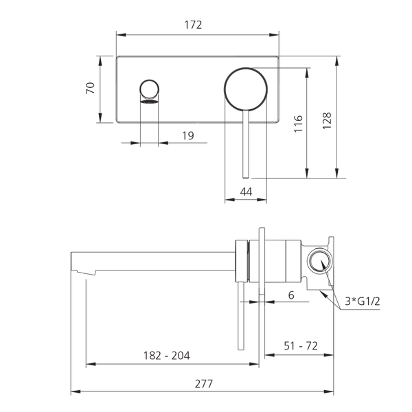 Oliveri VE108516FMB-TK Venice W/M Set Str Trm Matte Black