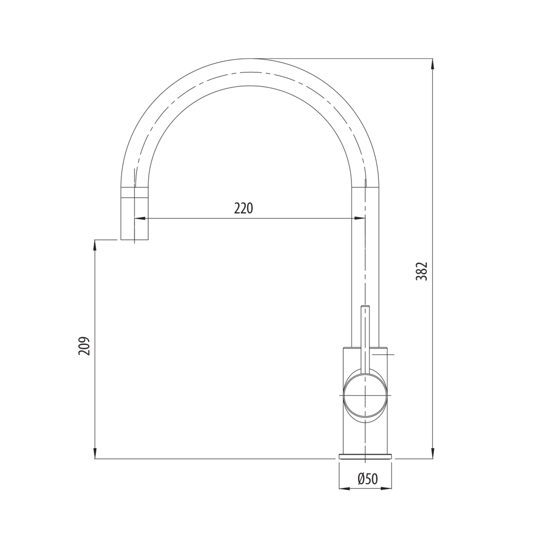 Oliveri VE520FMB-P Venice P-Out Gooseneck Mixer Matte Black LEAD FREE