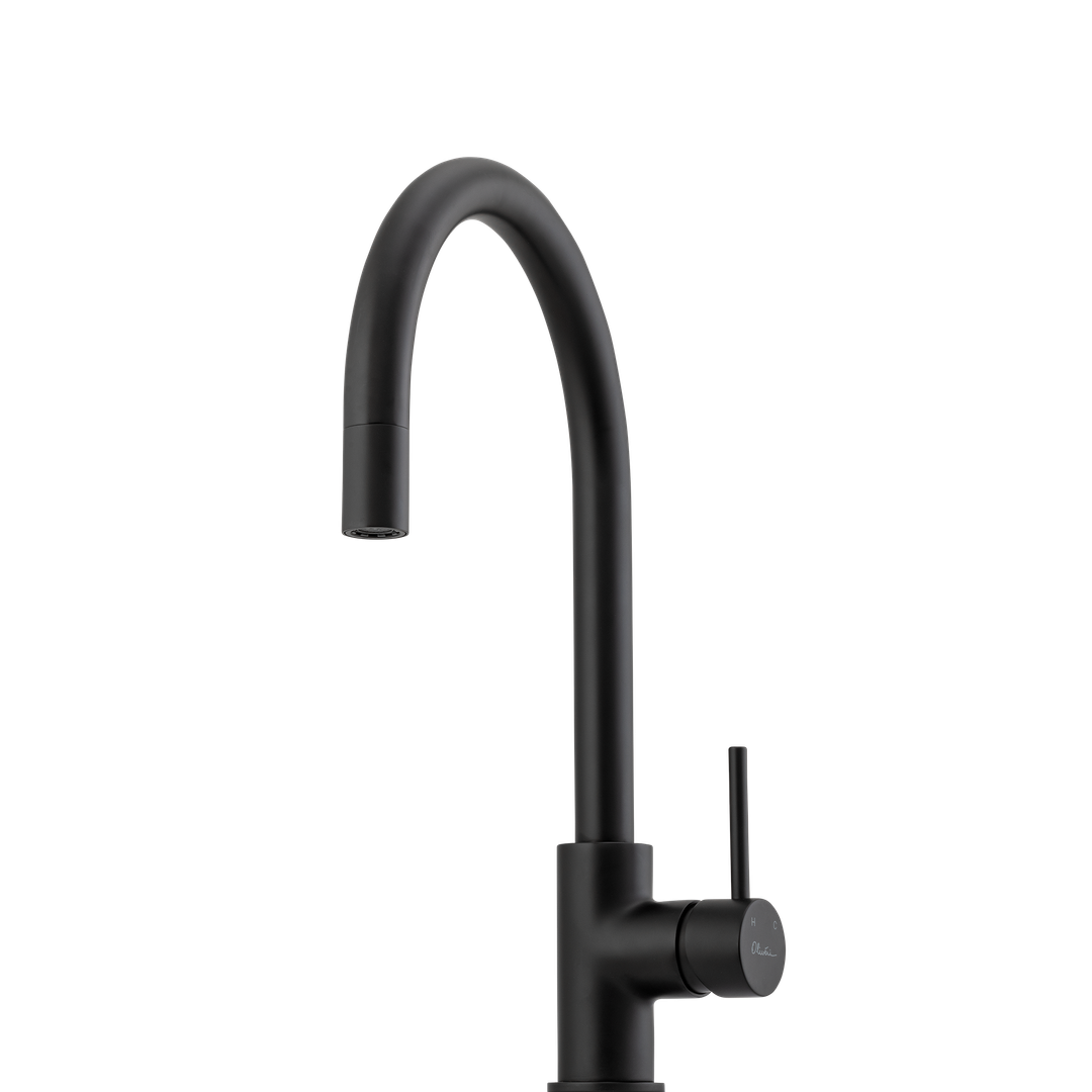 Oliveri VE520FMB-P Venice P-Out Gooseneck Mixer Matte Black LEAD FREE