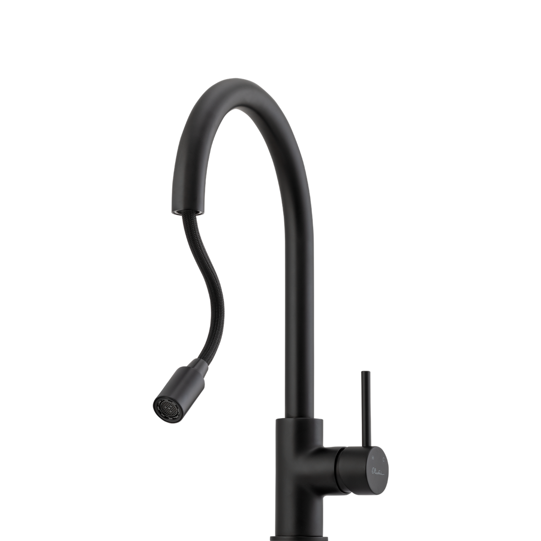 Oliveri VE520FMB-P Venice P-Out Gooseneck Mixer Matte Black LEAD FREE
