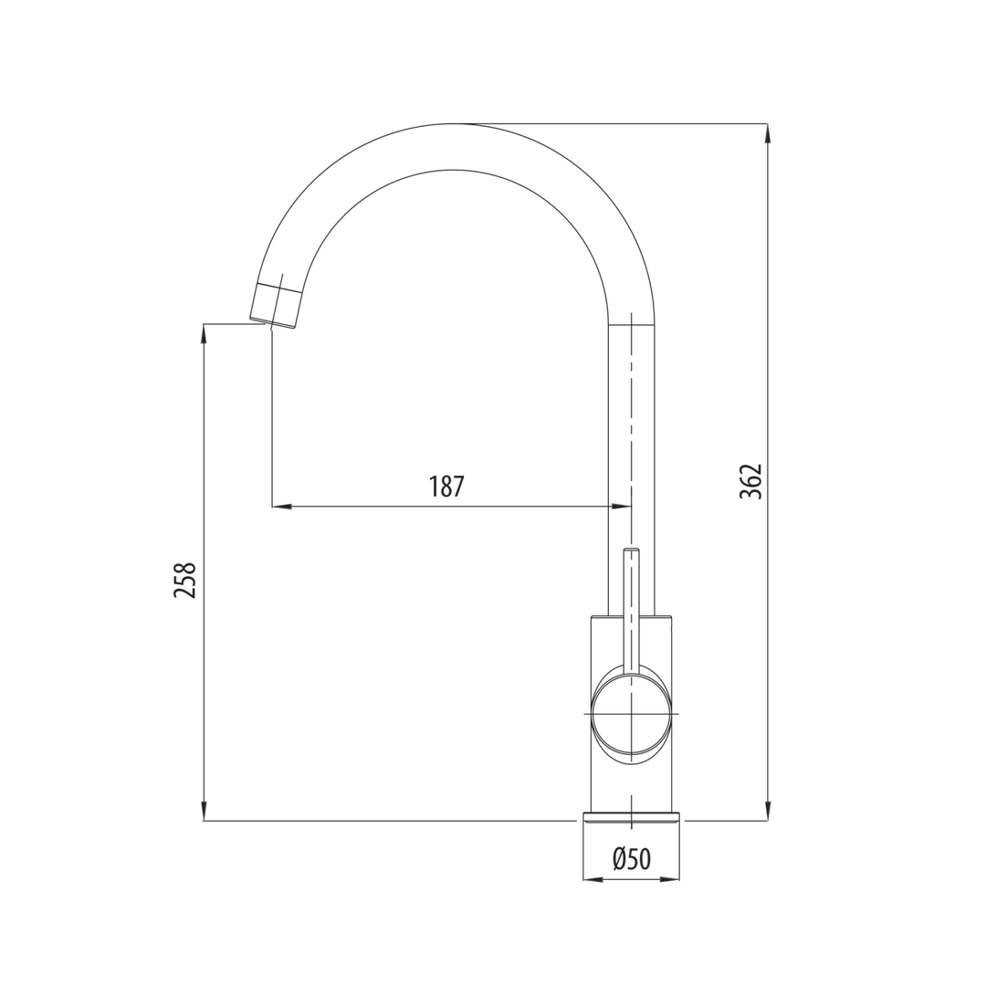Oliveri VE520FMB Venice Goose Neck Mixer Matte Black LEAD FREE