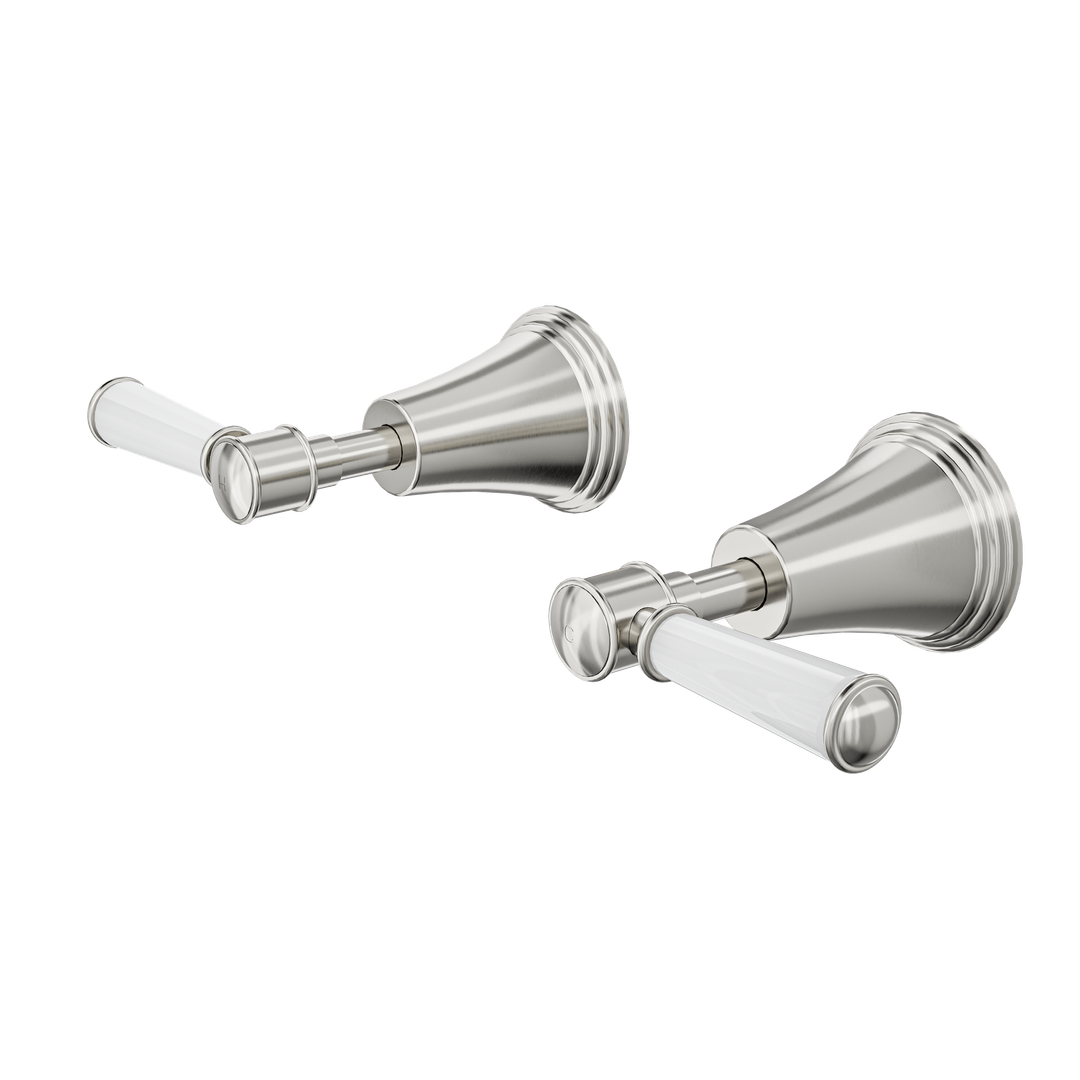 Linsol Vintage Lever Handle Wall Top Assemblies - Brushed Nickel