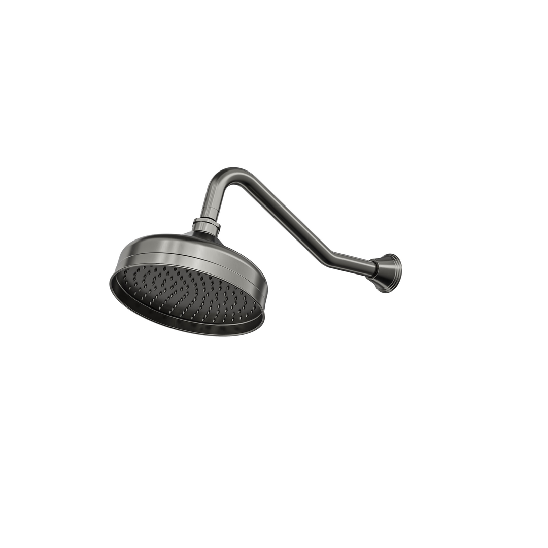 Linsol Vintage Brass Shower Head And Wall Arm - Gunmetal