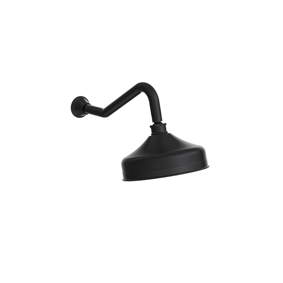 Linsol Vintage Brass Shower Head And Wall Arm - Matte Black