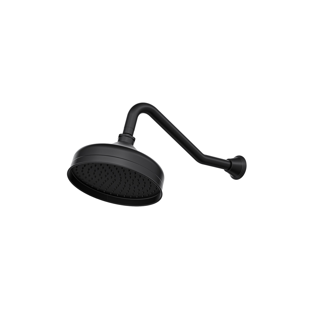 Linsol Vintage Brass Shower Head And Wall Arm - Matte Black