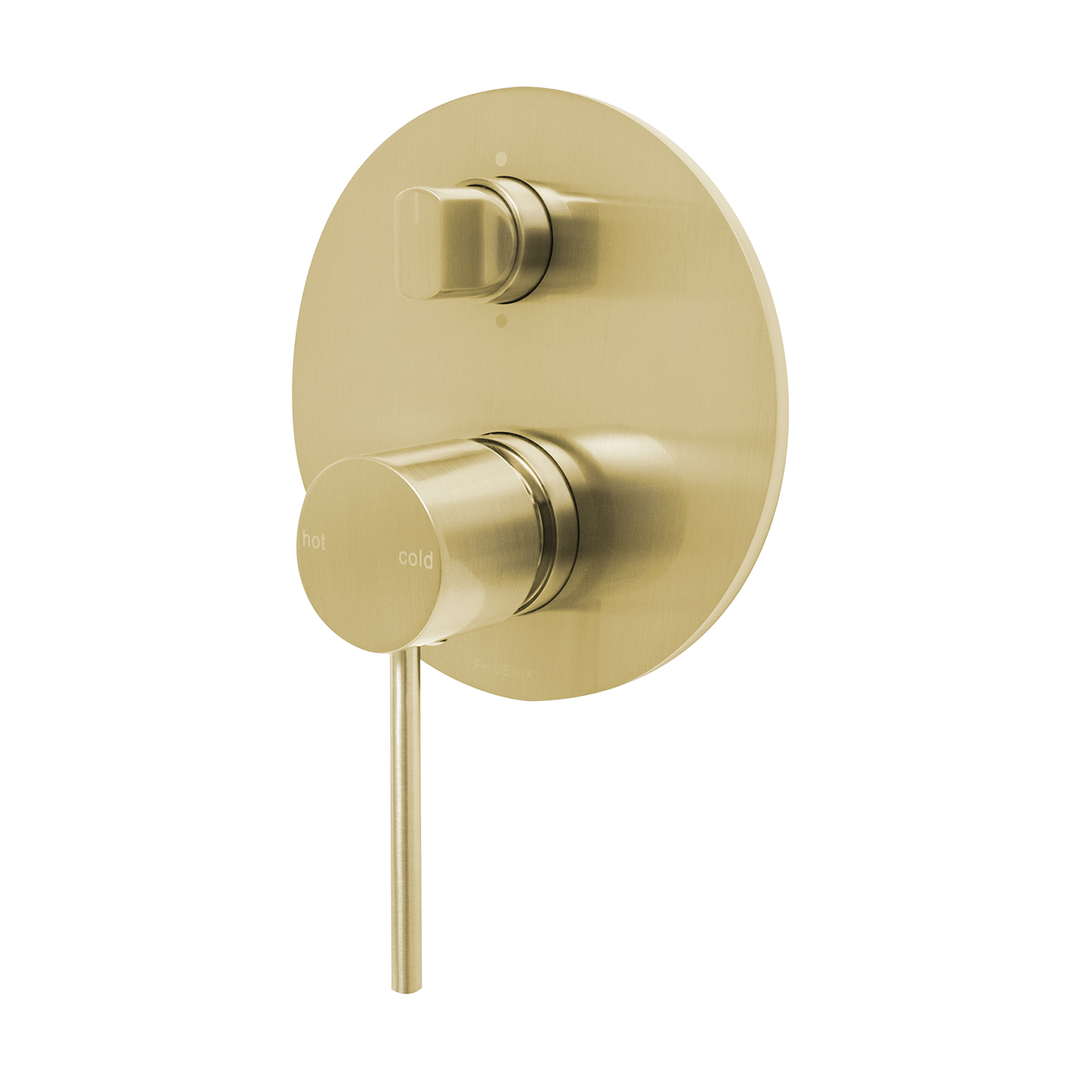 Phoenix Vivid Slimline Switchmix Shower/Bath Diverter Mixer Fit-Off Kit  - Brushed Gold