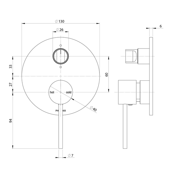 Phoenix Vivid Slimline Switchmix Shower/Bath Diverter Mixer Fit-Off Kit - Chrome