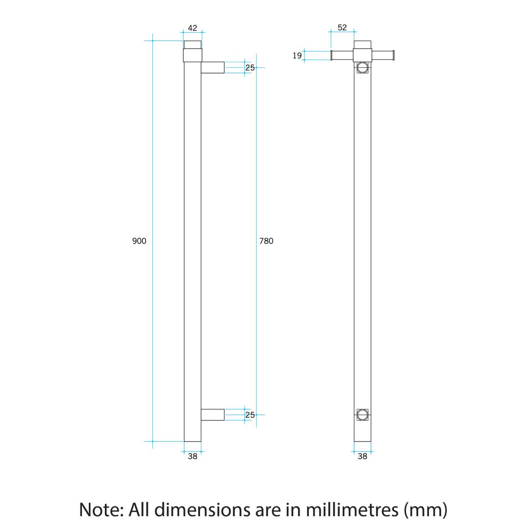 Thermorail Straight/Round 12Volt Vertical Bar 900X142X100Mm 26Wat & Optional Hook Lilac Sat