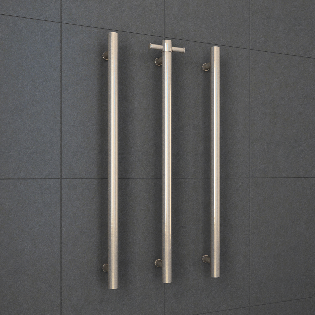 Thermorail STRAIGHT/ ROUND 12V VERTICAL BAR BRUSHED NICKEL