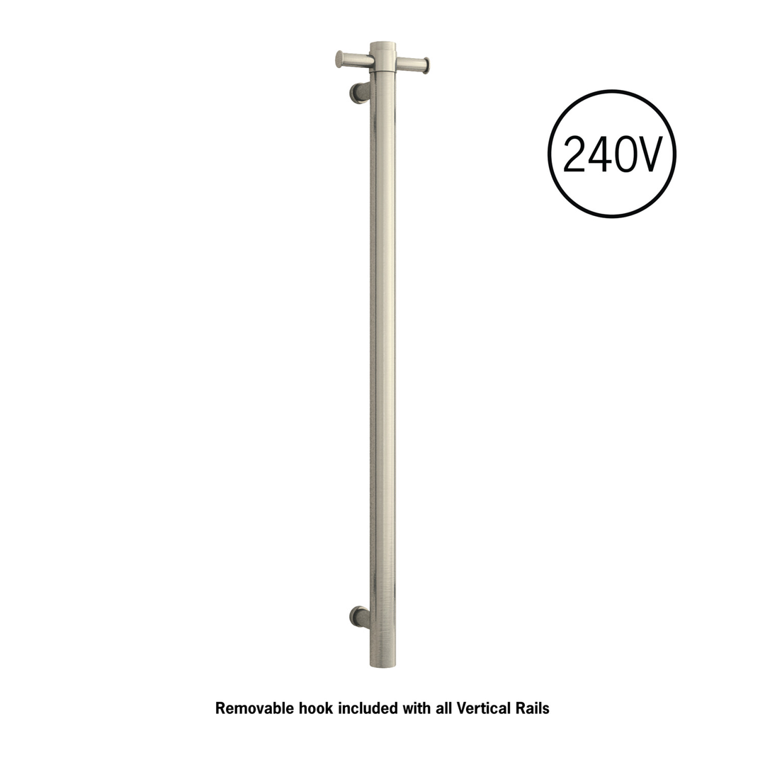 Thermorail Straight/Round 240Volt Vertical Bar 900X142X100Mm 20Watt With Optional Hook Brsh Nickel