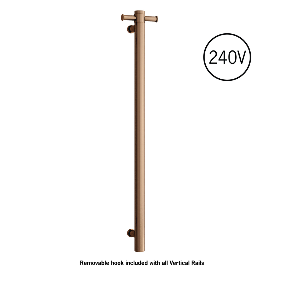 Thermorail Straight/Round 240Volt Vertical Bar 900X142X100Mm 20Watt With Optional Hook Brsh Bronze